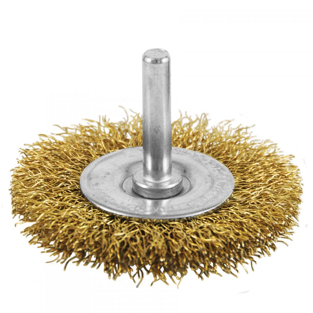 2 1/2&#34; x 1/4&#34; Shank Brass Coated Crimped Coarse Cleaning & Polishing Wire Wheel<span class=' ItemWarning' style='display:block;'>Item is usually in stock, but we&#39;ll be in touch if there&#39;s a problem<br /></span>