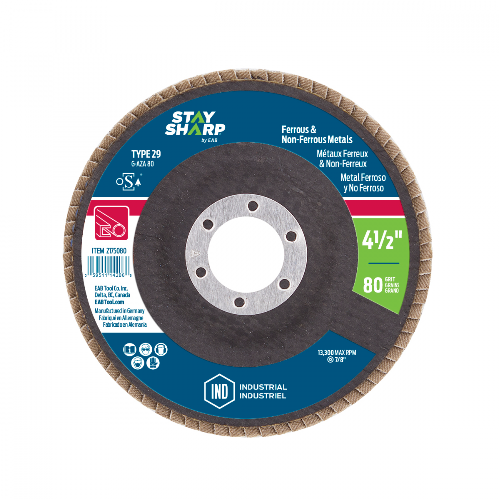 4 1/2&#34; x 80 Grit  Sanding & Cleaning Flap Disc Type 29<span class=' ItemWarning' style='display:block;'>Item is usually in stock, but we&#39;ll be in touch if there&#39;s a problem<br /></span>