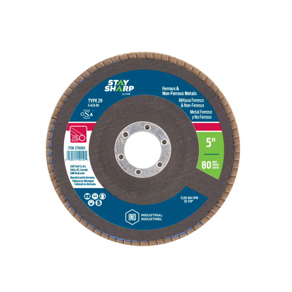 5&#34; x 80 Grit  Sanding & Cleaning Flap Disc Type 29<span class=' ItemWarning' style='display:block;'>Item is usually in stock, but we&#39;ll be in touch if there&#39;s a problem<br /></span>