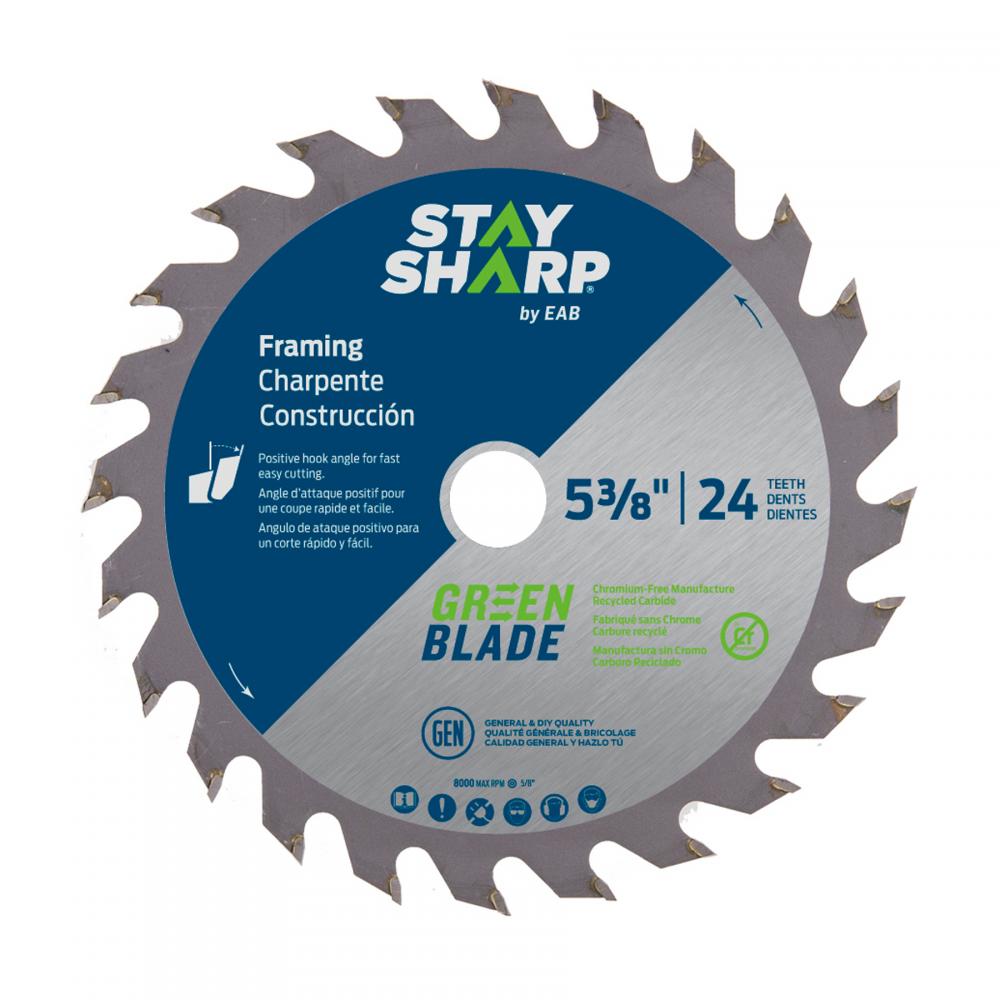 5 3/8&#34; x 24 Teeth Framing Green Blade Saw Blade<span class=' ItemWarning' style='display:block;'>Item is usually in stock, but we&#39;ll be in touch if there&#39;s a problem<br /></span>
