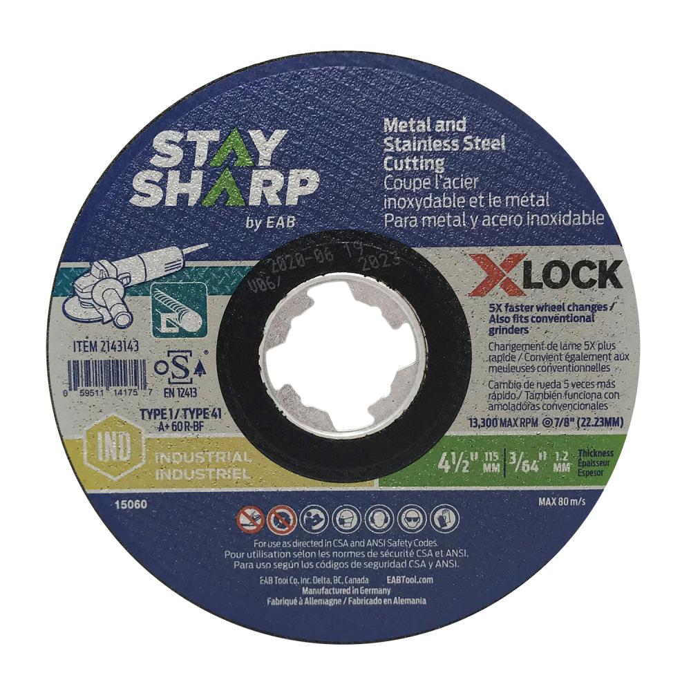 4 1/2&#34; x 60 Grit X-Lock Quick Change Metal Cutting Flat Wheel Type 1<span class=' ItemWarning' style='display:block;'>Item is usually in stock, but we&#39;ll be in touch if there&#39;s a problem<br /></span>