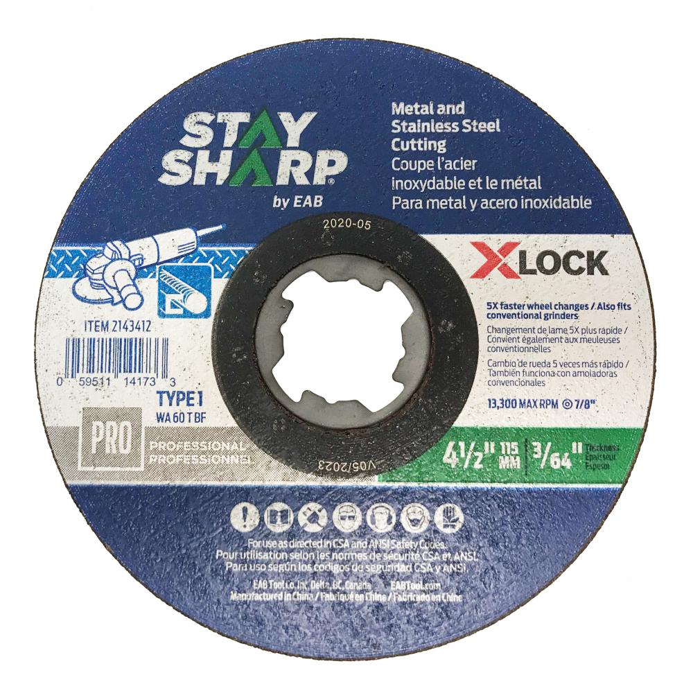 4 1/2&#34; x 60 Grit X-Lock Quick Change Metal Cutting Flat Wheel Type 1<span class=' ItemWarning' style='display:block;'>Item is usually in stock, but we&#39;ll be in touch if there&#39;s a problem<br /></span>