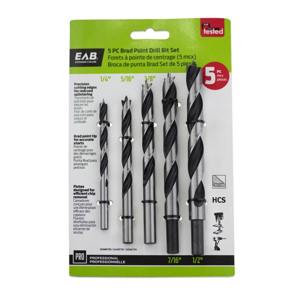 Wood Brad Point Professional Drill Bit (5 Pc Multipack)<span class=' ItemWarning' style='display:block;'>Item is usually in stock, but we&#39;ll be in touch if there&#39;s a problem<br /></span>