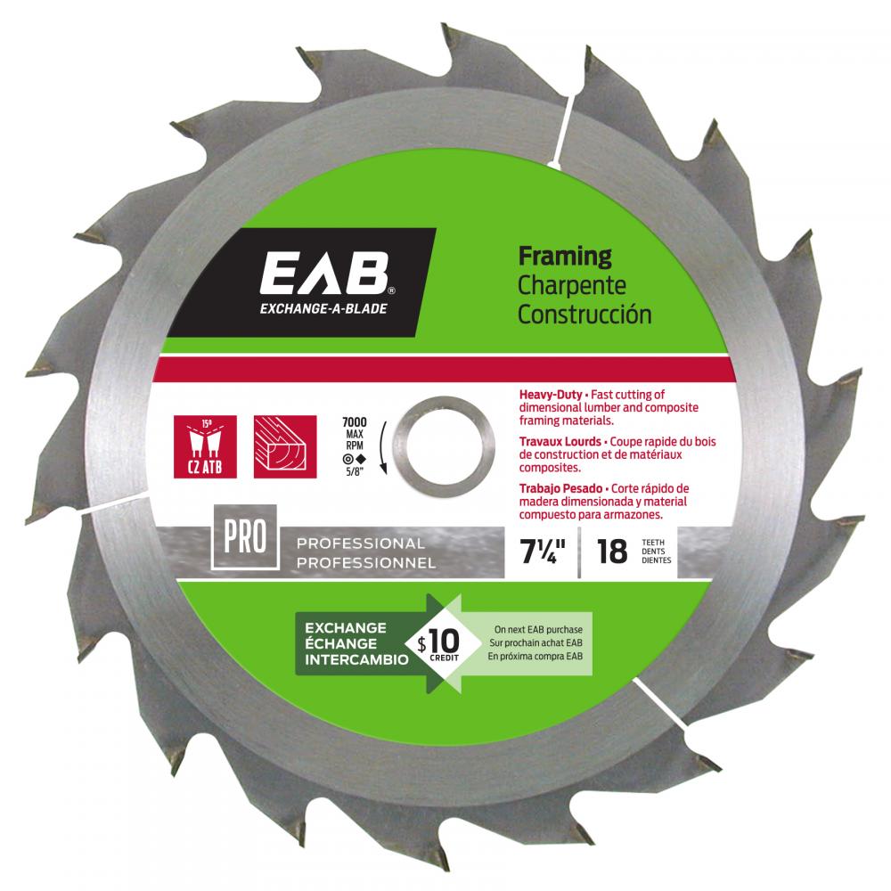 7 1/4&#34; x 18 Teeth Framing Professional Saw Blade<span class=' ItemWarning' style='display:block;'>Item is usually in stock, but we&#39;ll be in touch if there&#39;s a problem<br /></span>