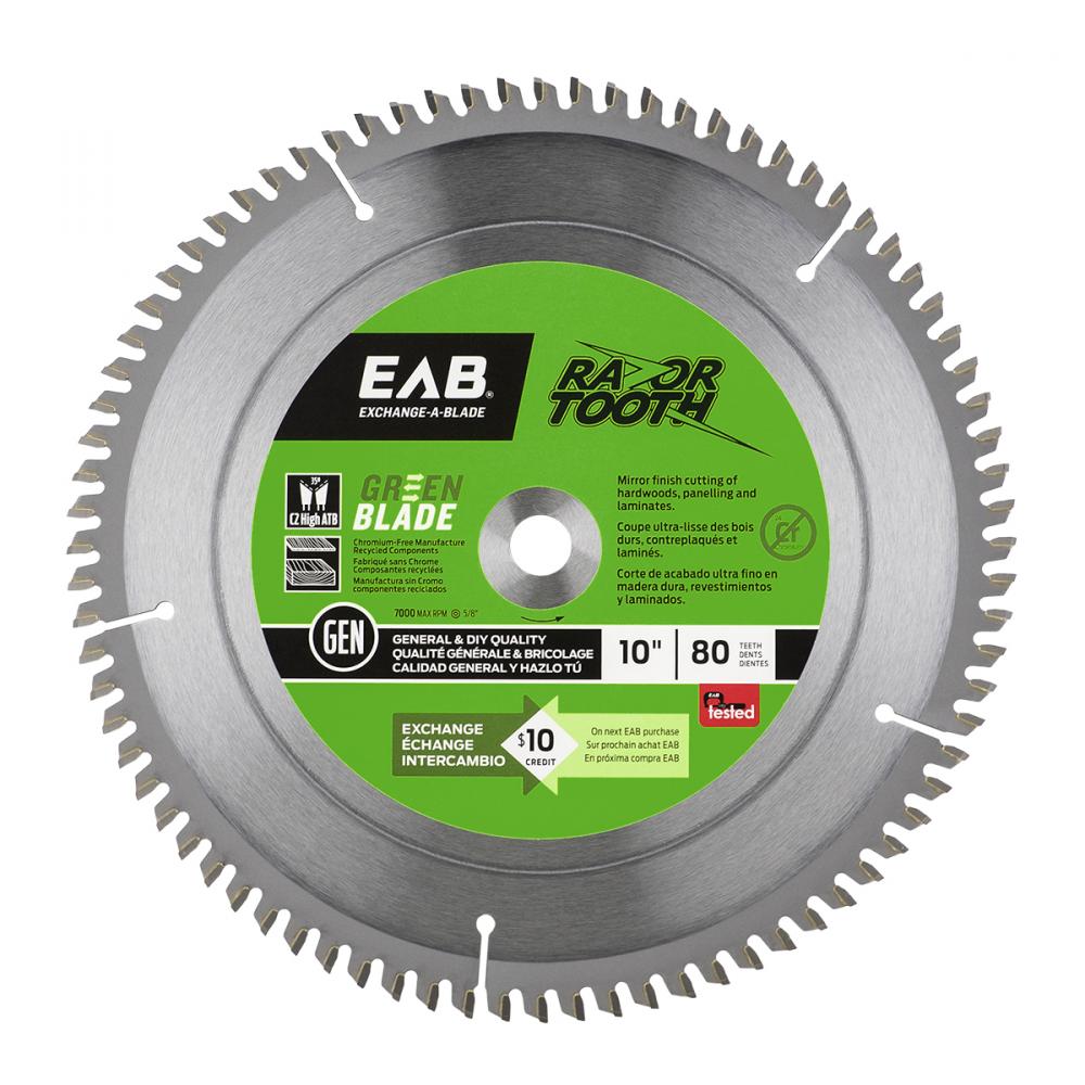 10&#34; x 80 Teeth Finishing Green Blade RazorTooth® Saw Blade<span class=' ItemWarning' style='display:block;'>Item is usually in stock, but we&#39;ll be in touch if there&#39;s a problem<br /></span>