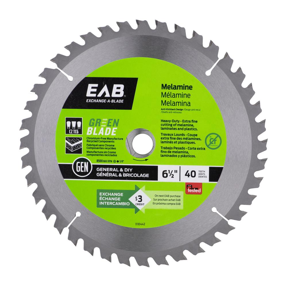 6 1/2&#34; x 40 Teeth Finishing Green Blade Melamine Saw Blade<span class=' ItemWarning' style='display:block;'>Item is usually in stock, but we&#39;ll be in touch if there&#39;s a problem<br /></span>