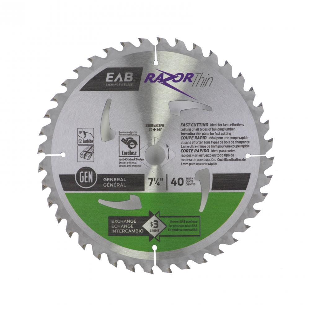 7 1/4&#34; x 40 Teeth Finishing Razor Thin® Saw Blade<span class=' ItemWarning' style='display:block;'>Item is usually in stock, but we&#39;ll be in touch if there&#39;s a problem<br /></span>