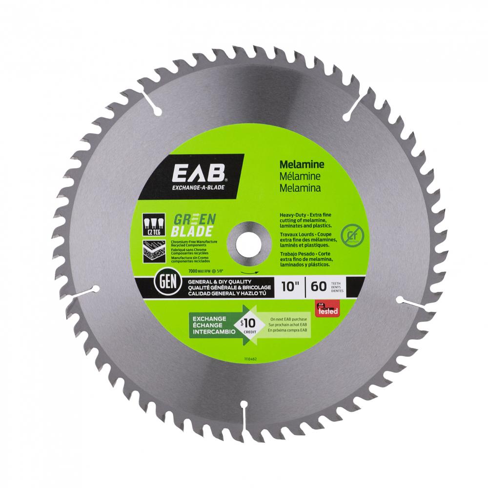 10&#34; x 60 Teeth Finishing Green Blade Melamine Saw Blade<span class=' ItemWarning' style='display:block;'>Item is usually in stock, but we&#39;ll be in touch if there&#39;s a problem<br /></span>