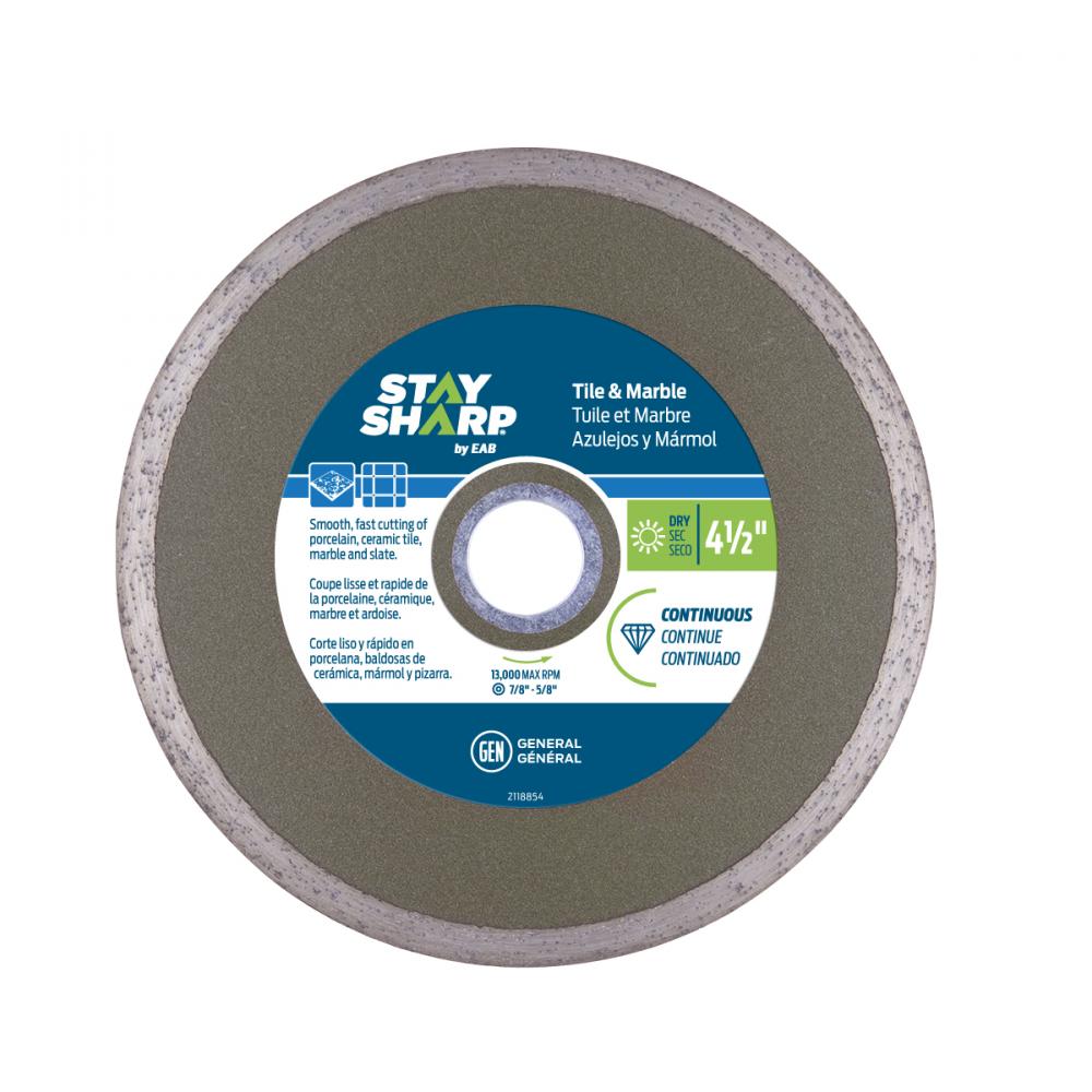 4 1/2&#34; Continuous Rim Ceramic Tile Bronze Diamond Blade<span class=' ItemWarning' style='display:block;'>Item is usually in stock, but we&#39;ll be in touch if there&#39;s a problem<br /></span>