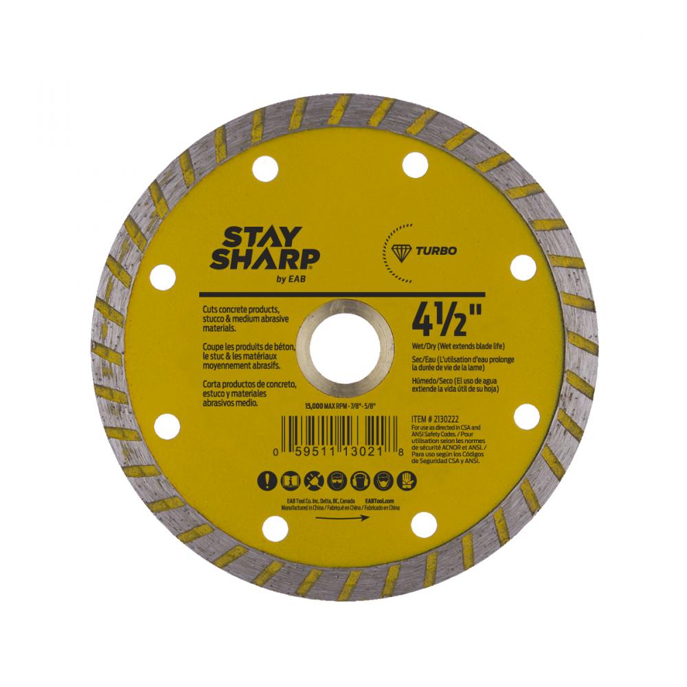 4 1/2&#34; Turbo Rim Concrete Yellow Diamond Blade<span class=' ItemWarning' style='display:block;'>Item is usually in stock, but we&#39;ll be in touch if there&#39;s a problem<br /></span>