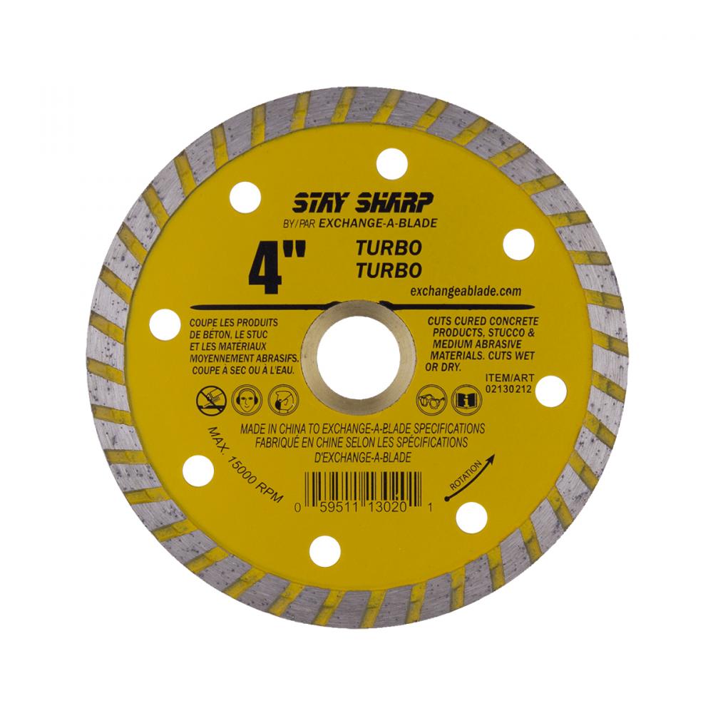 4&#34; Turbo Rim Concrete Yellow Diamond Blade<span class=' ItemWarning' style='display:block;'>Item is usually in stock, but we&#39;ll be in touch if there&#39;s a problem<br /></span>