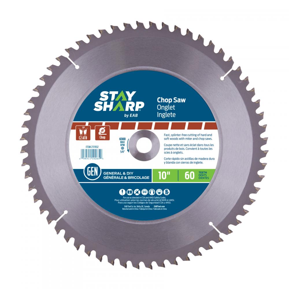 10&#34; x 60 Teeth Carbide Chop Saw Blade - Recyclable<span class=' ItemWarning' style='display:block;'>Item is usually in stock, but we&#39;ll be in touch if there&#39;s a problem<br /></span>