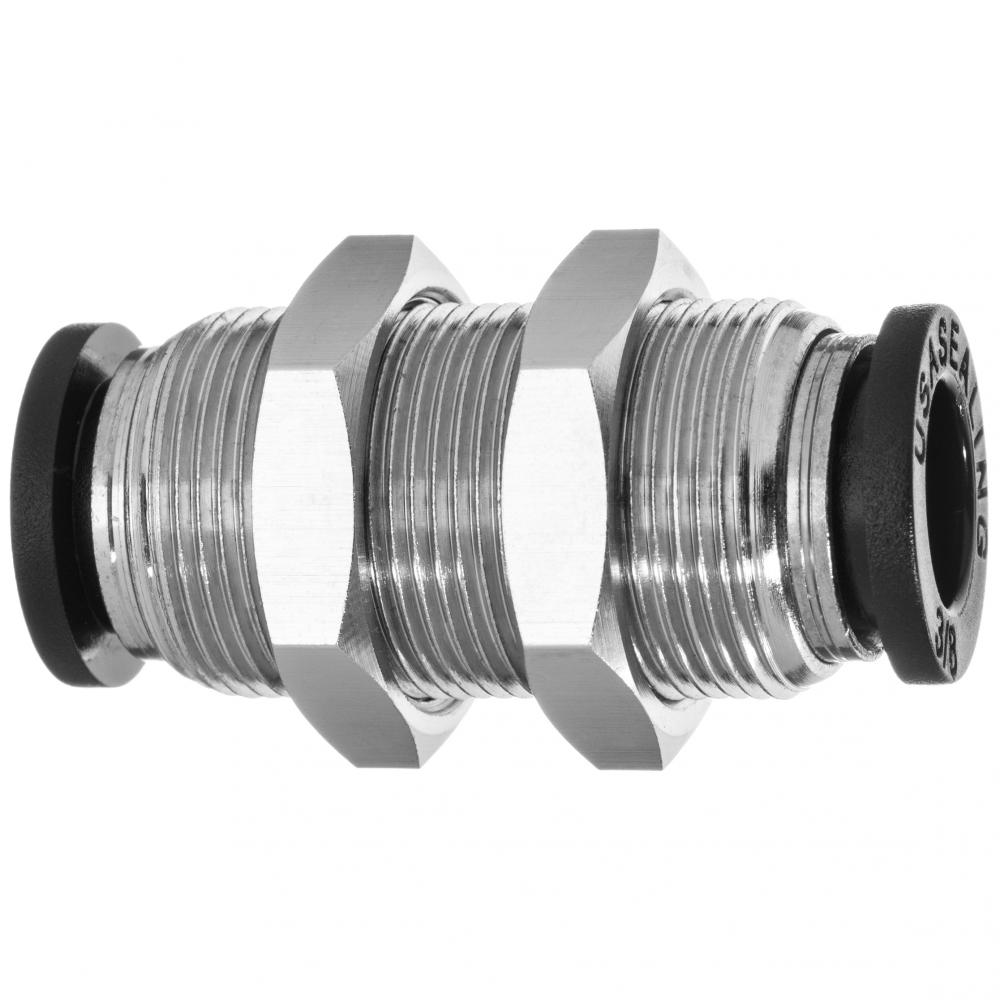 Push to Connect Tube Fitting - Nylon Plastic - Bulkhead Union - 5/32&#34; Tube OD<span class=' ItemWarning' style='display:block;'>Item is usually in stock, but we&#39;ll be in touch if there&#39;s a problem<br /></span>
